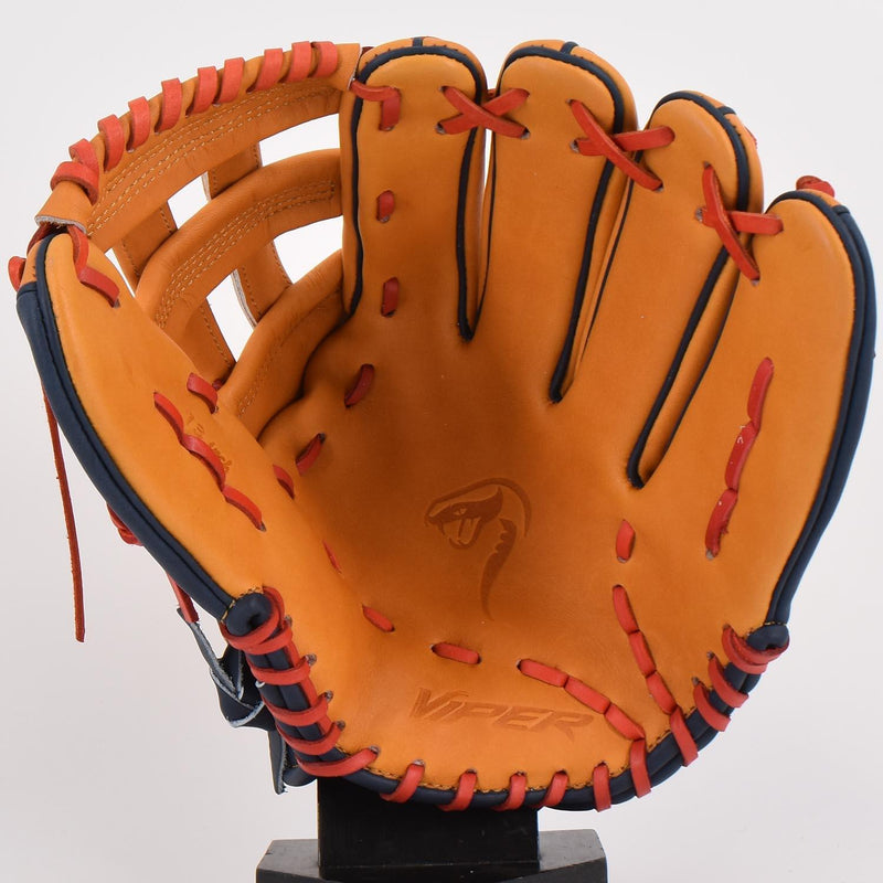 Viper Japanese Kip Leather Slowpitch Softball Fielding Glove - Tan/Navy - Smash It Sports