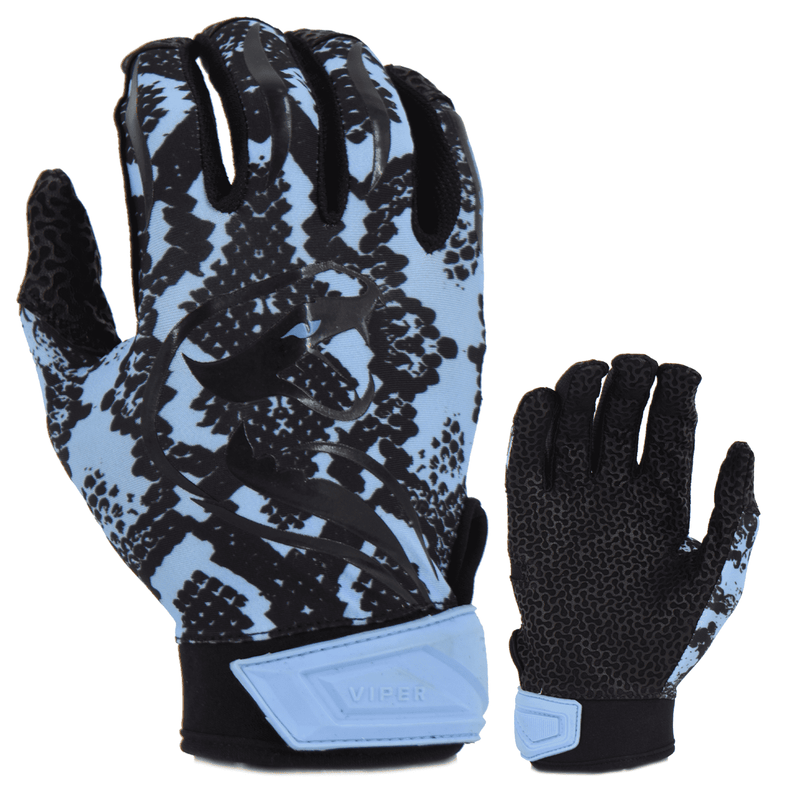 Viper Lite Premium Batting Gloves Leather Palm - Viper Skin Edition - Carolina/Black - Smash It Sports