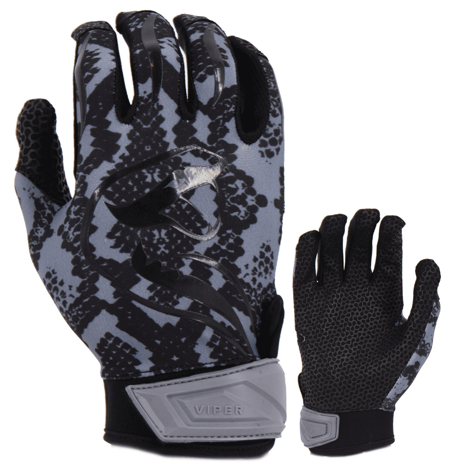 Viper Lite Premium Batting Gloves Leather Palm - Viper Skin Edition - Charcoal/Black - Smash It Sports