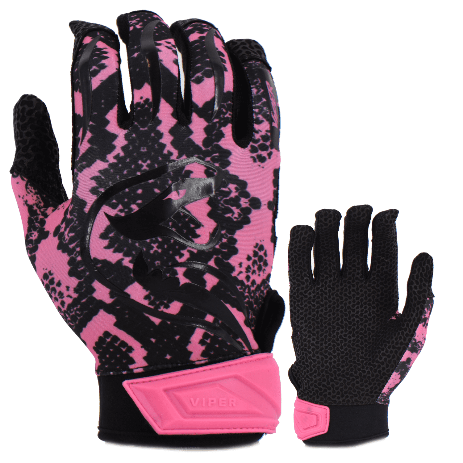 Viper Lite Premium Batting Gloves Leather Palm - Viper Skin Edition - Pink/Black - Smash It Sports