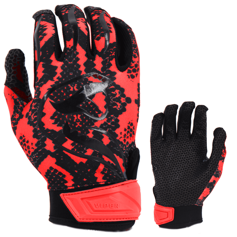 Viper Lite Premium Batting Gloves Leather Palm - Viper Skin Edition - Red/Black