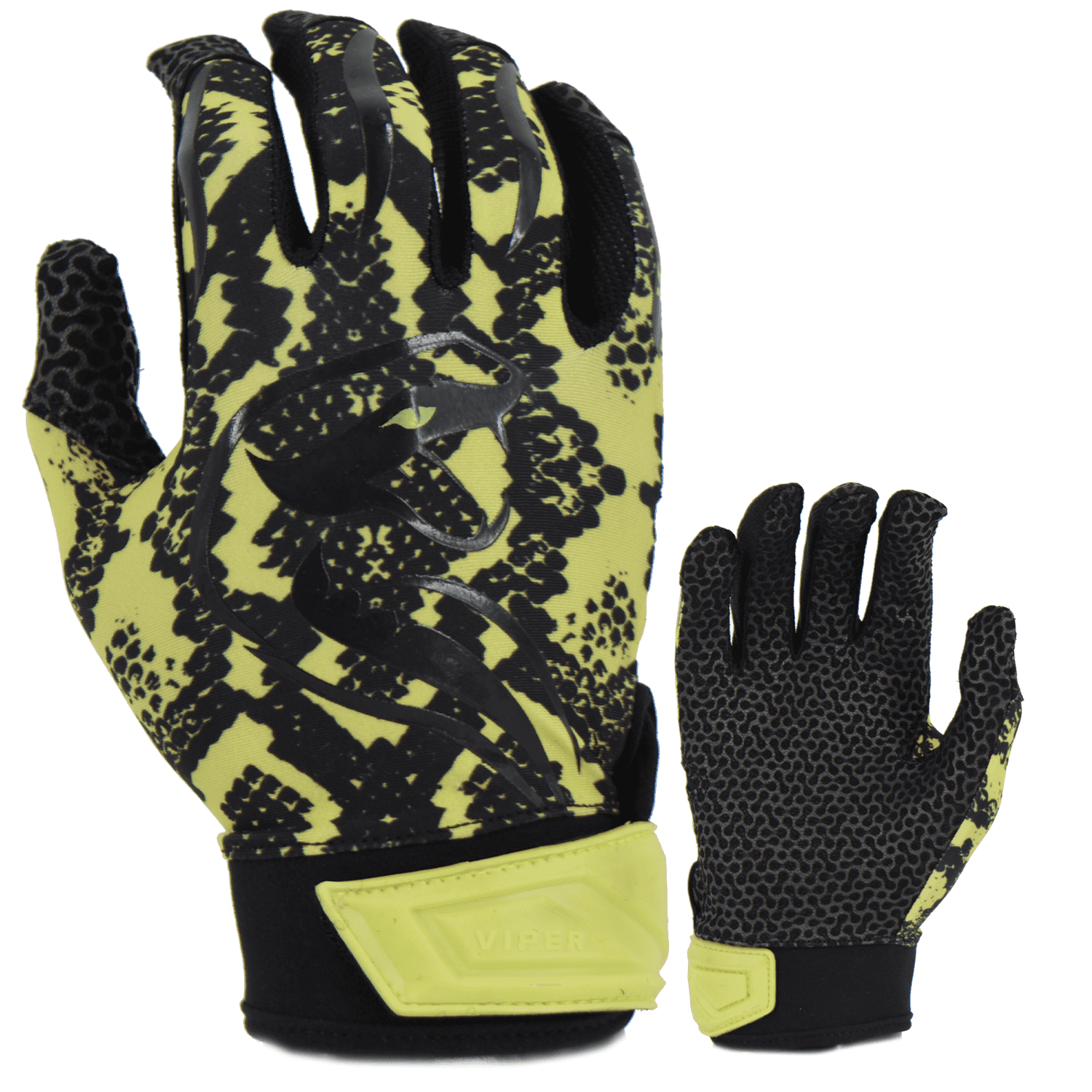 Viper Lite Premium Batting Gloves Leather Palm - Viper Skin Edition - Volt/Black - Smash It Sports