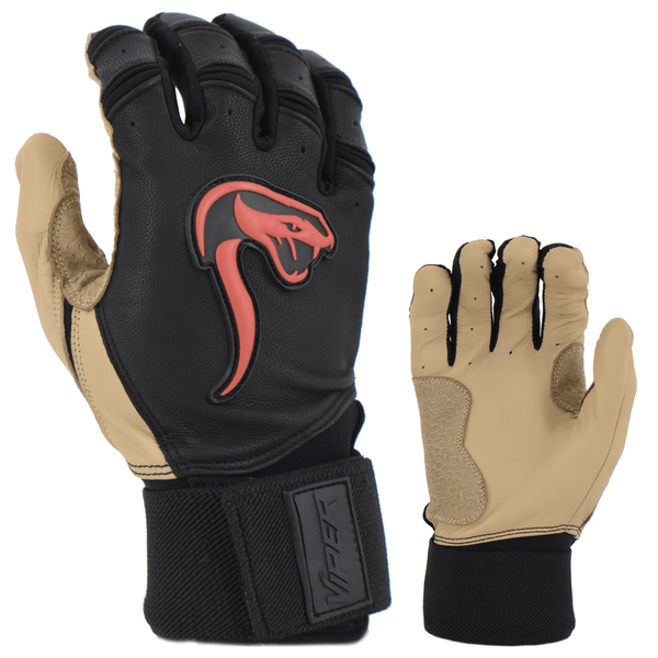Viper Grindstone Long Cuff Batting Glove - Black/Tan - Smash It Sports