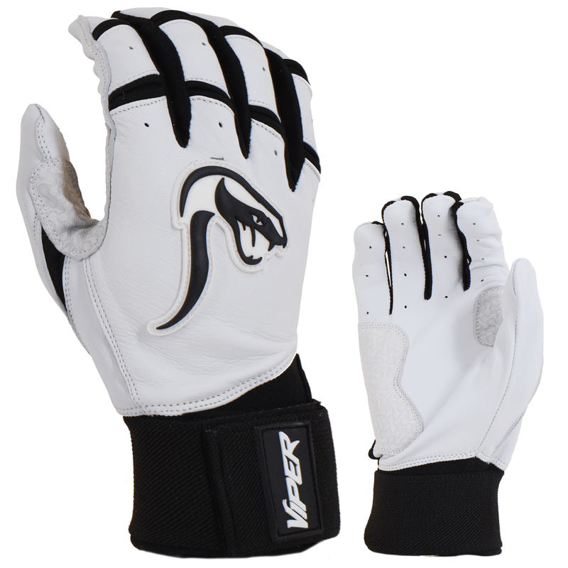 Viper Grindstone Long Cuff Batting Glove - White/Black - Smash It Sports