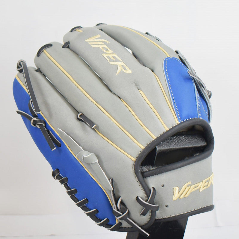Viper Japanese Kip Leather Slowpitch Softball Fielding Glove  Royal/Grey/Tan