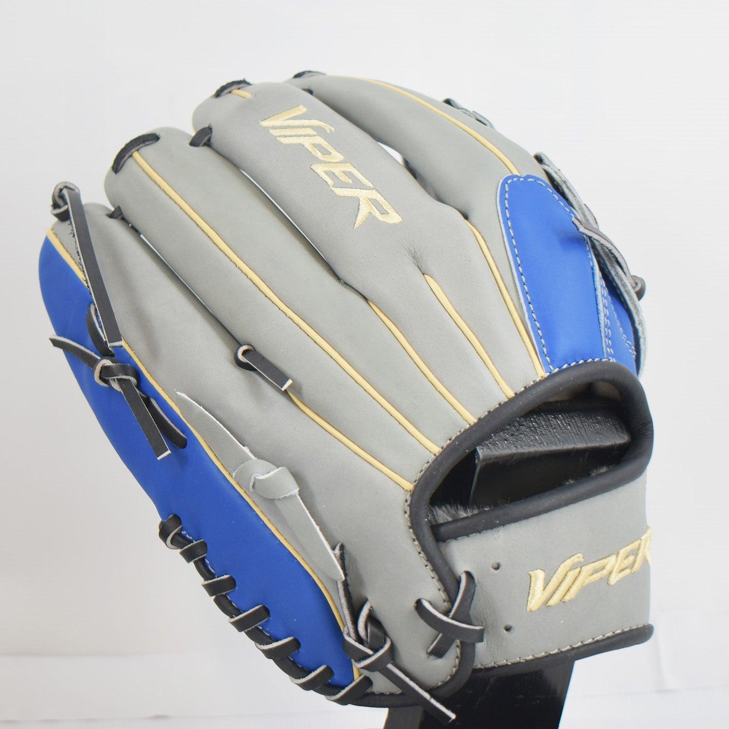 Viper Japanese Kip Leather Slowpitch Softball Fielding Glove Royal/Grey/Tan - Smash It Sports