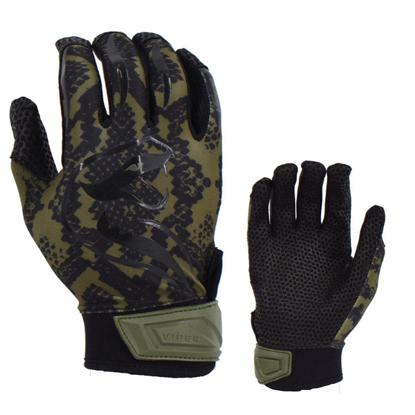 Viper Lite Premium Batting Gloves Leather Palm - Viper Skin Edition - OD Green/Black