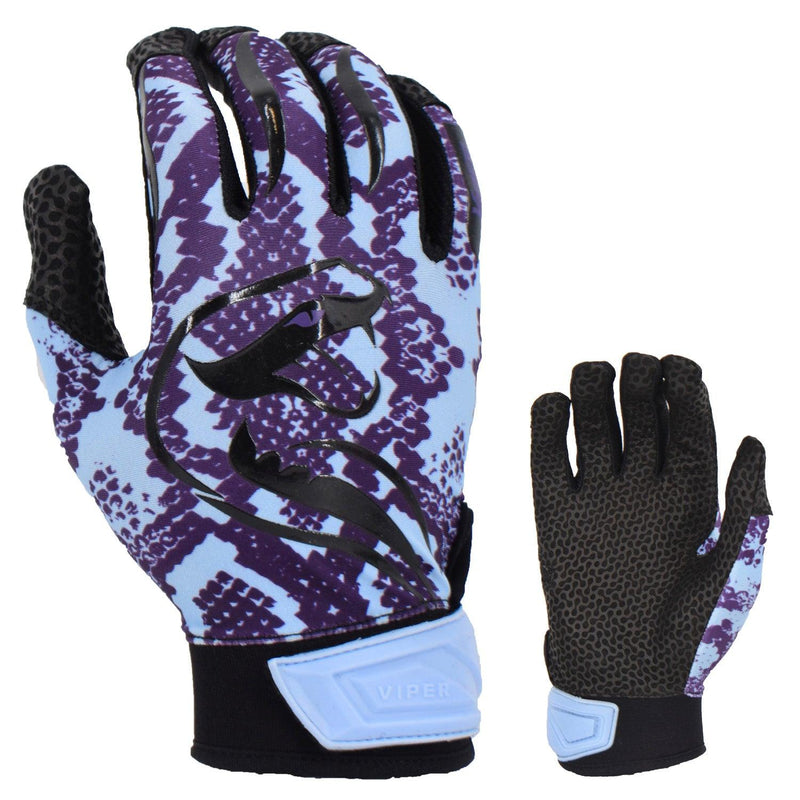 Viper Lite Premium Batting Gloves Leather Palm - Viper Skin Edition - Carolina/Purple - Smash It Sports