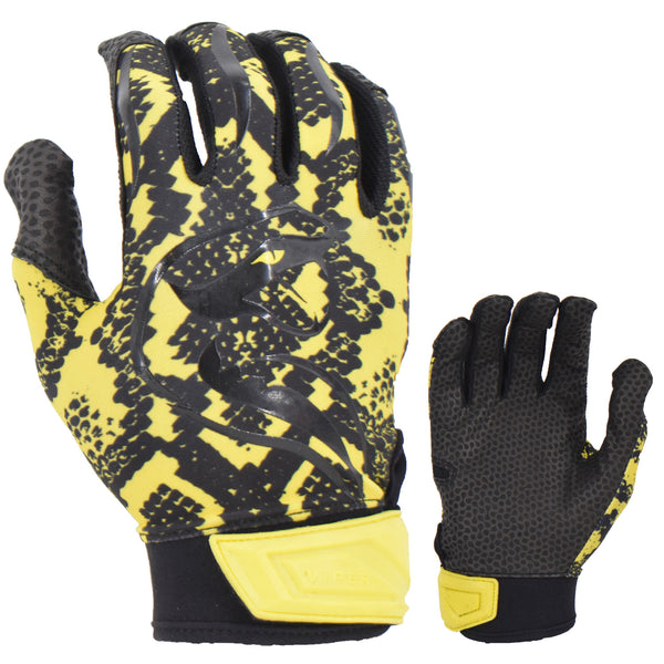 Viper Lite Premium Batting Gloves Leather Palm - Viper Skin Edition - Yellow/Black - Smash It Sports