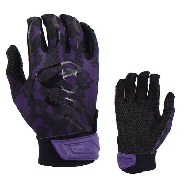 Viper Lite Premium Batting Gloves Leather Palm - Viper Skin Edition - Purple/Black