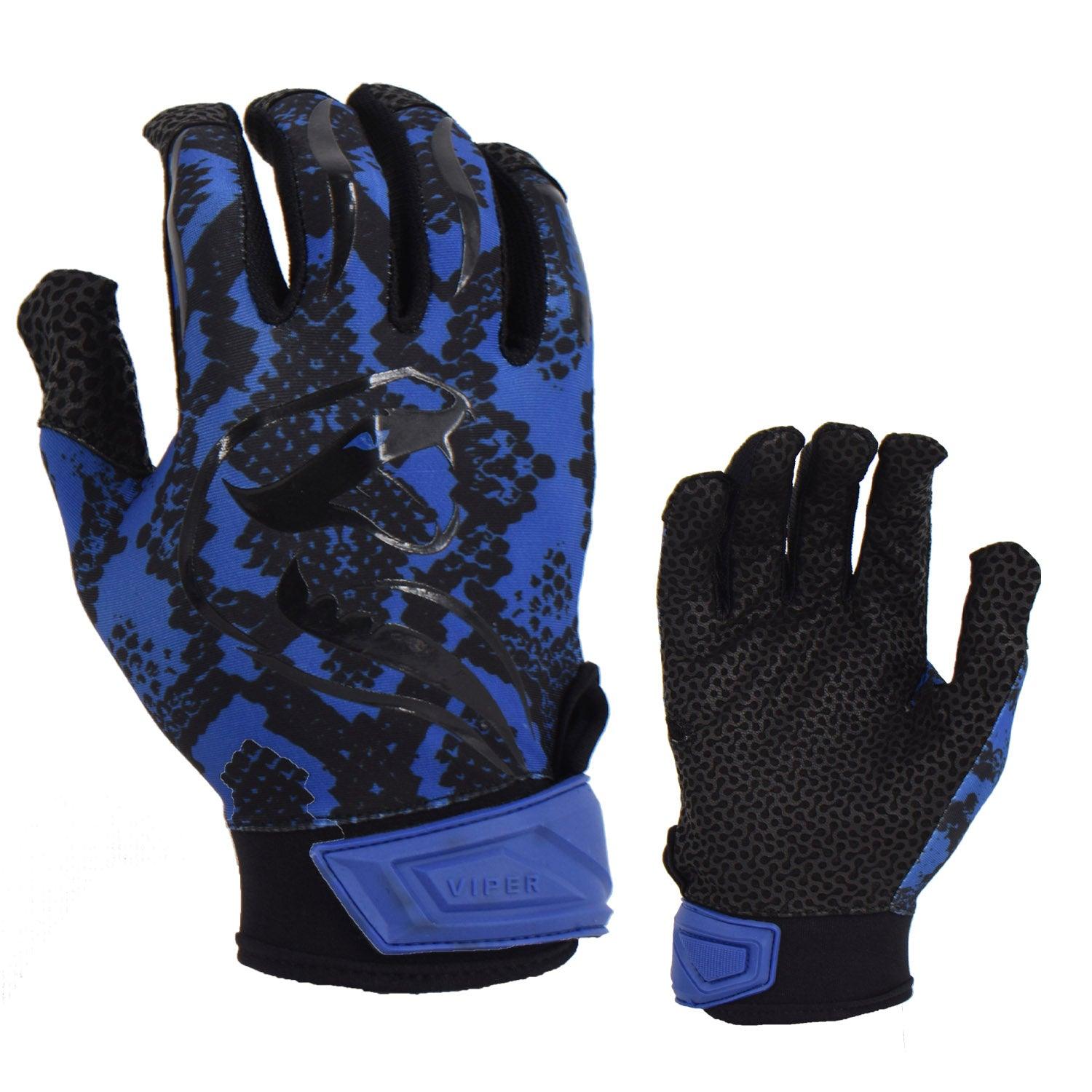 Viper Lite Premium Batting Gloves Leather Palm - Viper Skin Edition - Royal/Black - Smash It Sports