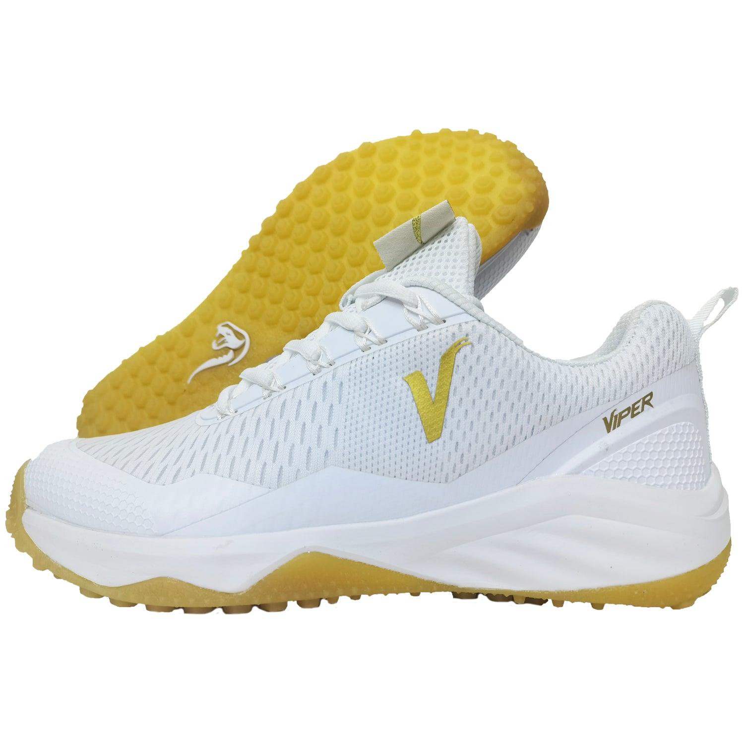 Viper Ultralight Turf Shoe (White/Gold) - Smash It Sports