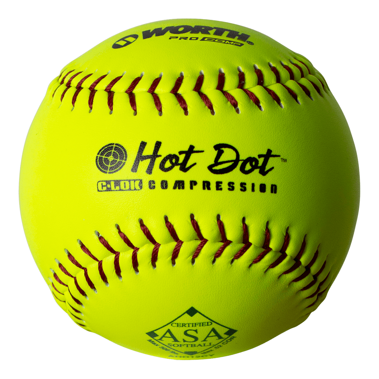 Worth 12" ASA Hot Dot 52/300 Slowpitch Softballs - AHD12CY - Smash It Sports