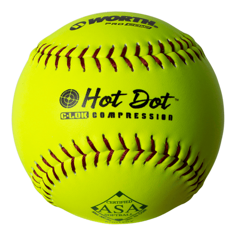 Worth 12" ASA Hot Dot 52/300 Slowpitch Softballs - AHD12CY - Smash It Sports