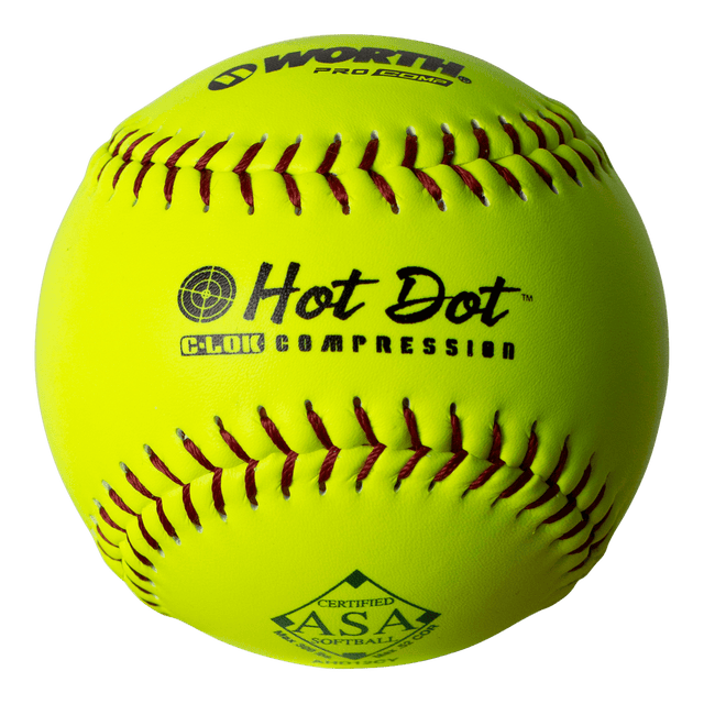 Worth 12" ASA Hot Dot 52/300 Slowpitch Softballs - AHD12CY - Smash It Sports