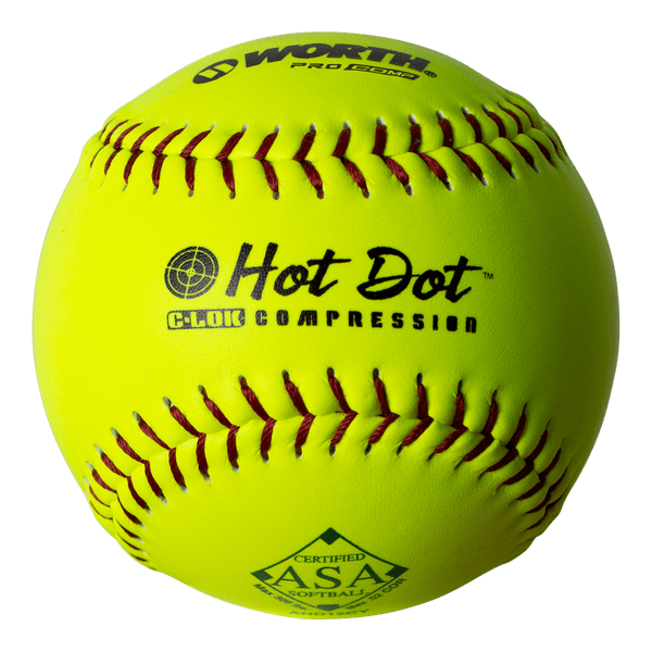 Worth 12" ASA Hot Dot 52/300 Slowpitch Softballs - AHD12CY - Smash It Sports