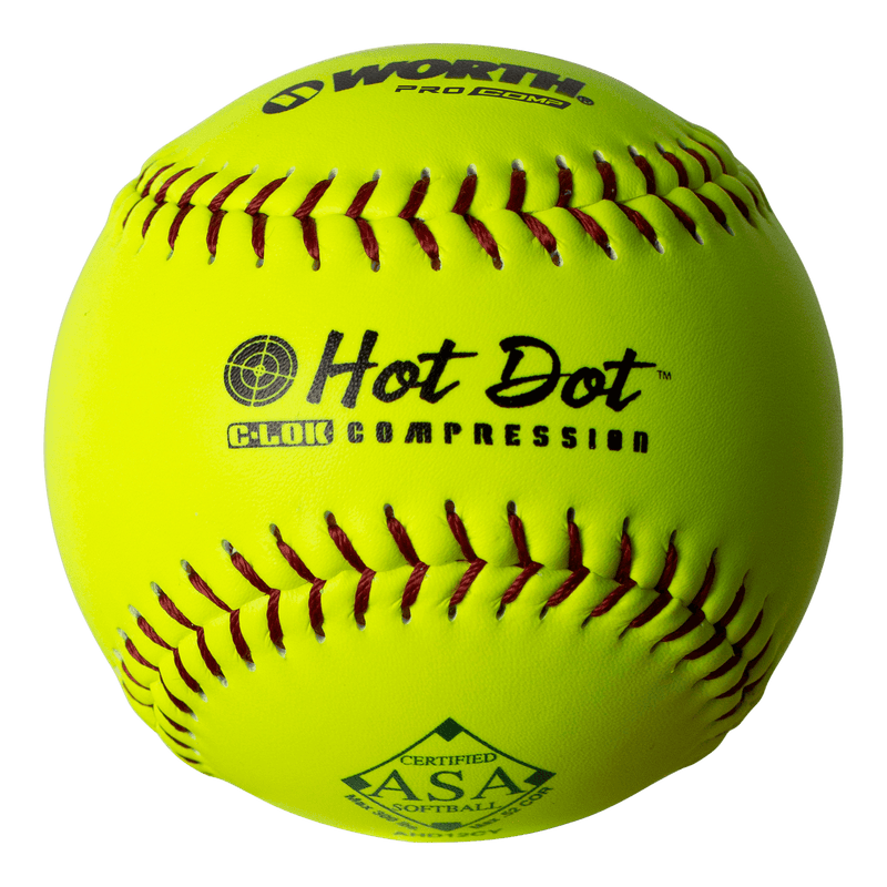 Worth 12" ASA Hot Dot 52/300 Slowpitch Softballs - AHD12CY - Smash It Sports